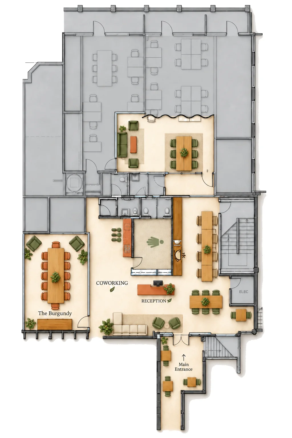 The Burgundy — Boardroom floor plan
