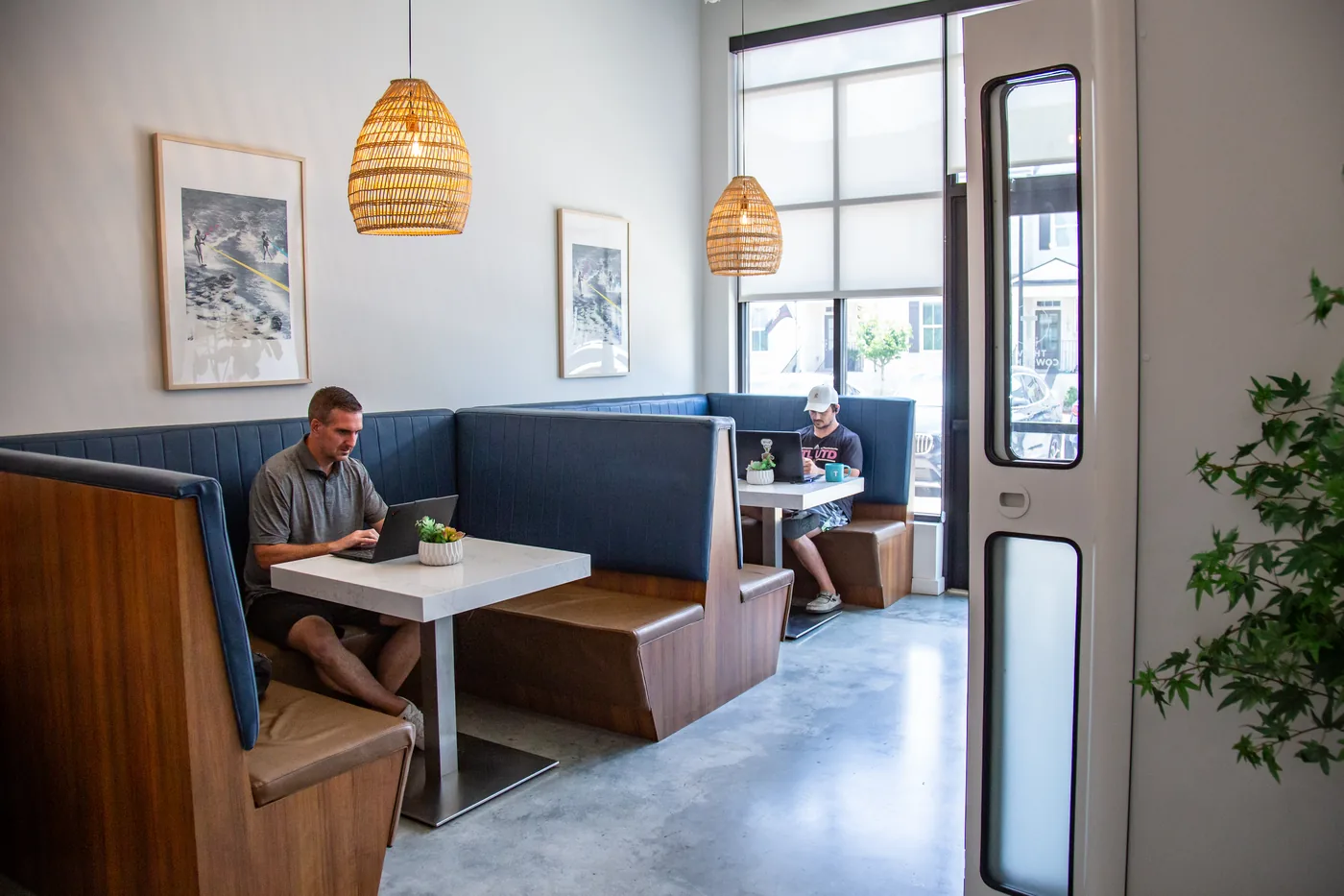 Cozy coworking booths at THRIVE