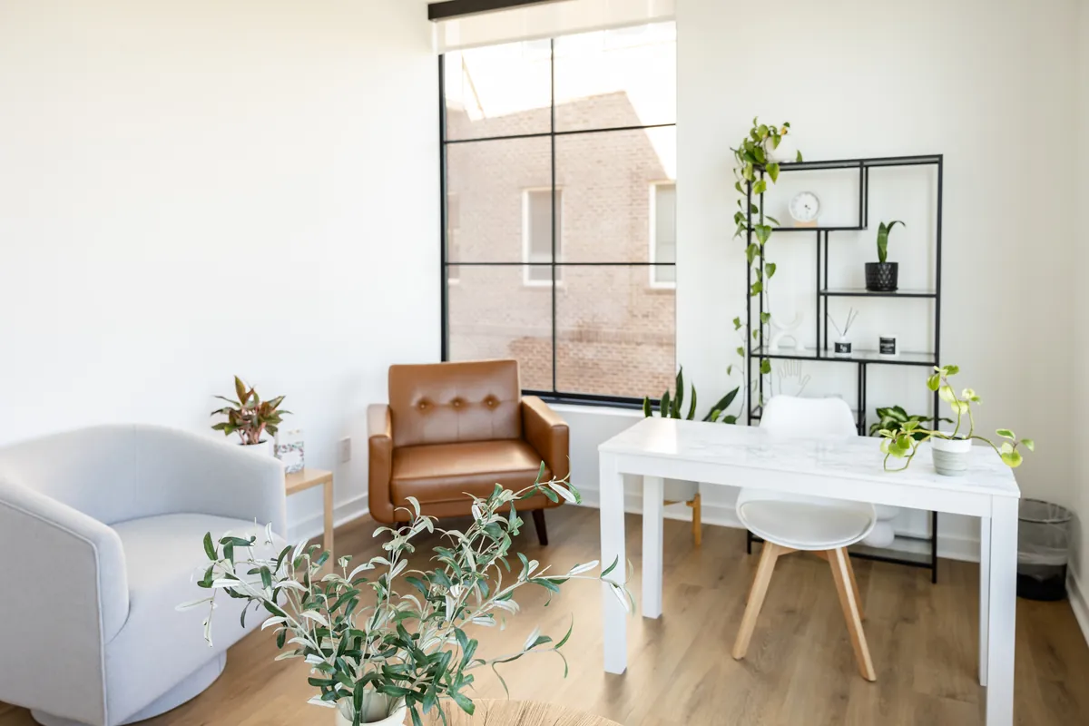 A furnished, move-in-ready private office at THRIVE