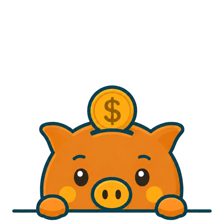 THRIVE Initiative piggy bank peeking with a coin
